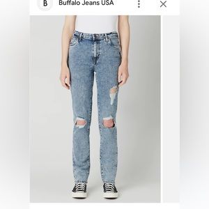 Buffalo David Bitton skinny high rise Jayden distressed denim stone wash jeans